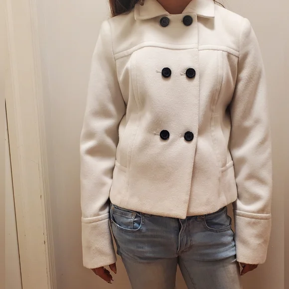 BCBG Jackets Coats Bcbg White Short Peacoat Poshmark